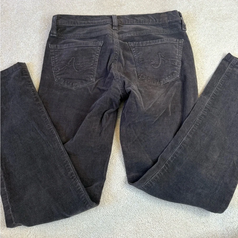 AG Adriano Goldschmied Black Charcoal Velvet Corduroy Straight Leg Pants Size 25 - Picture 11 of 16
